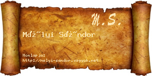 Mályi Sándor névjegykártya