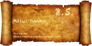 Mályi Sándor névjegykártya